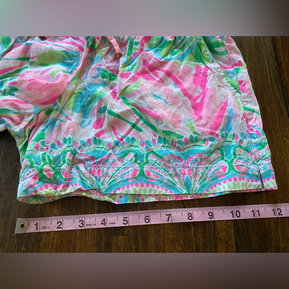 Lilly Pulitzer Floral Pull On Shorts Womens Small Blue Pink All Over Print AOP - Picture 14 of 14